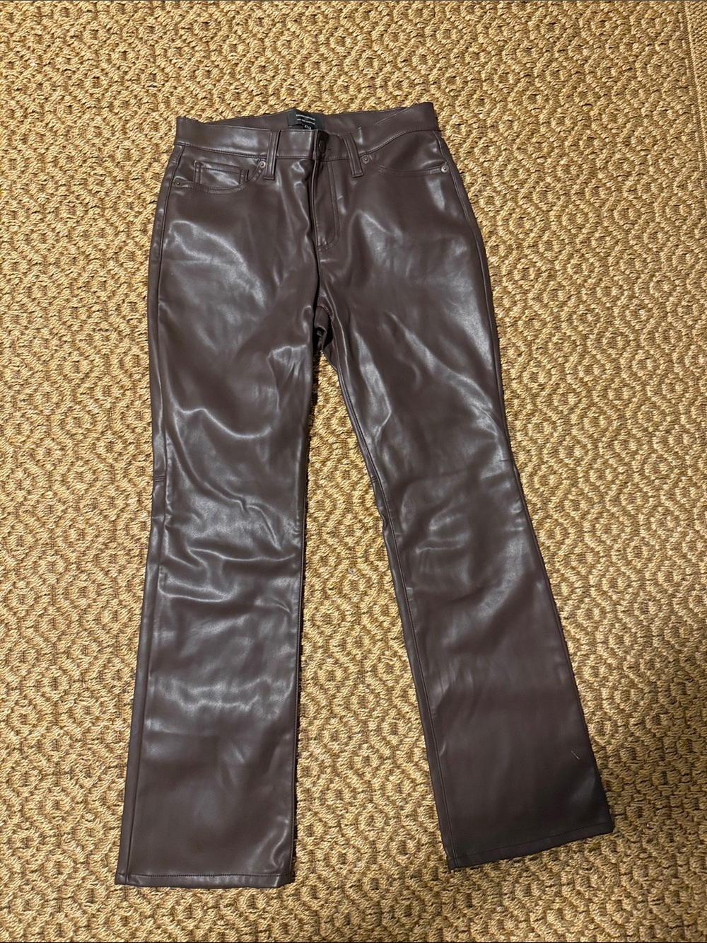 Banana Republic Faux Leather Wide Leg Jeans - Dark Brown